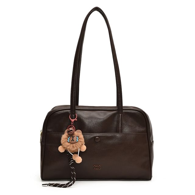 Lettering Charm Set Bag Faux Tote / Leather