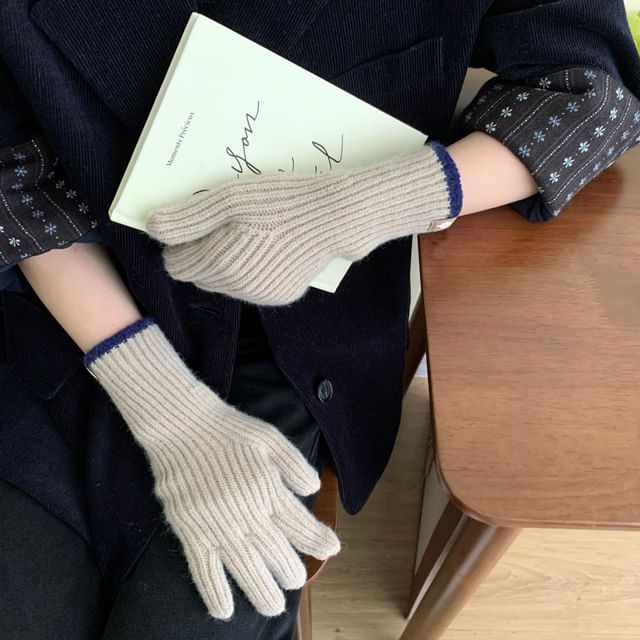 Two-Tone Gloves Knit Touchscreen