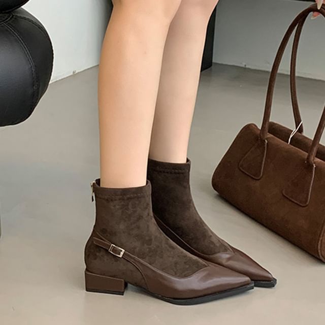 Short Pointed Heel Low Boots Toe