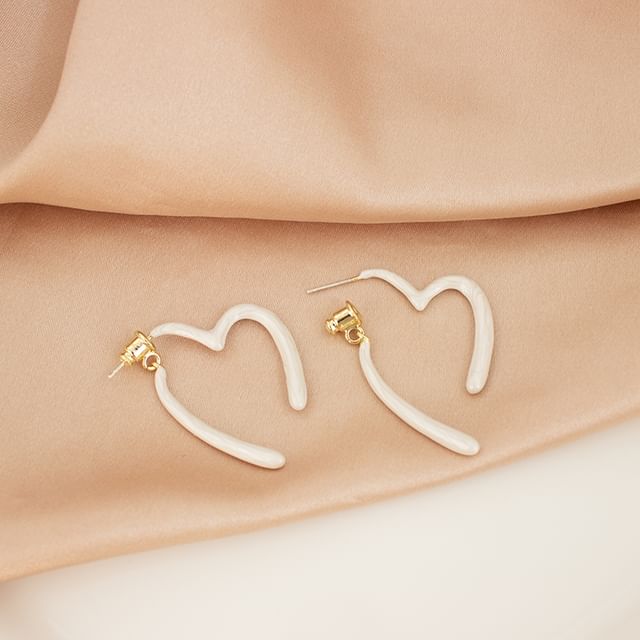 Hoop Alloy Earring Open Glaze Heart