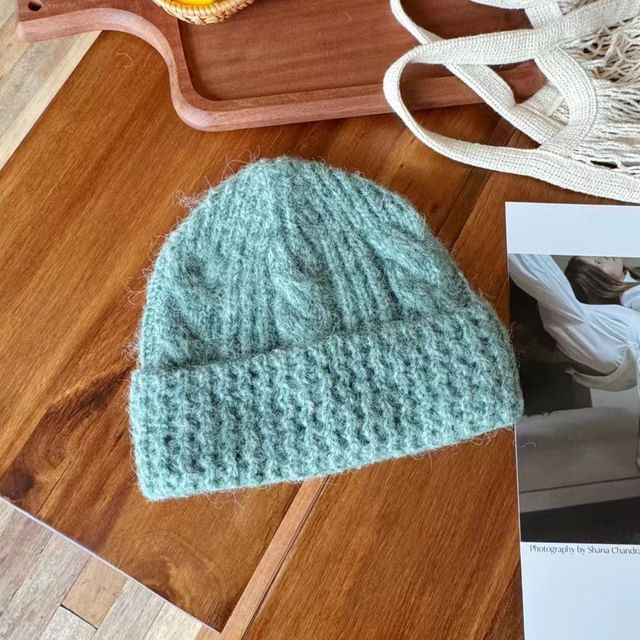 Knit Plain Cable Beanie