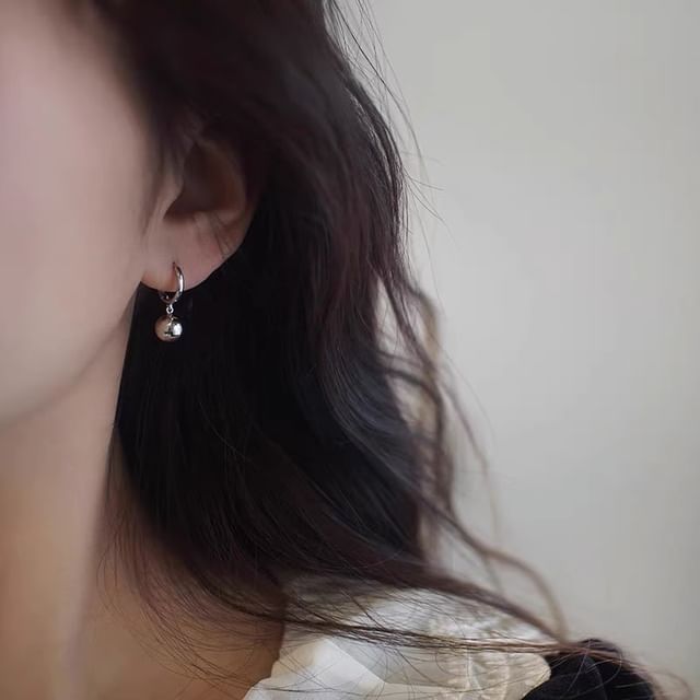 Drop 925 Silver Sterling Earring Huggie Ball
