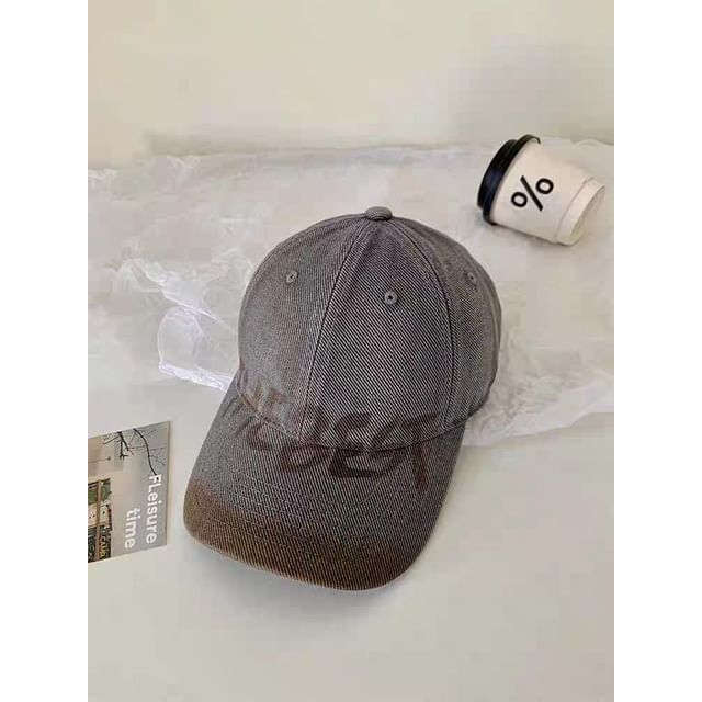 Lettering Baseball Cap Print / Washed Plain