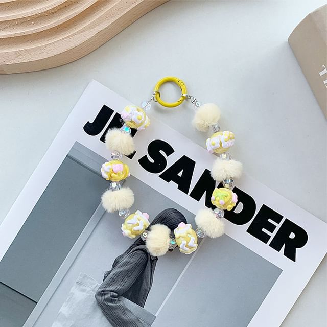 Heart Phone Pom Strap Bead