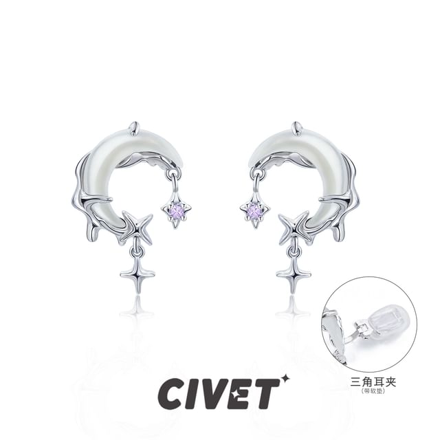 / Moon Rhinestone Cuff Star Earring Ear Drop Alloy
