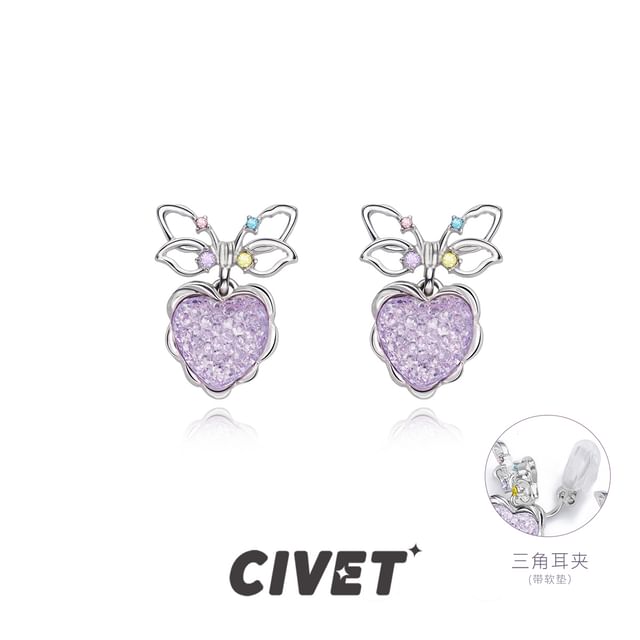 Bow Heart Alloy Drop Earring
