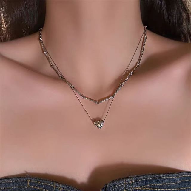 Necklace Pendant Heart Moon /