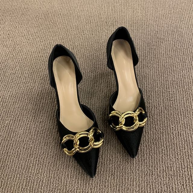 Toe Pointed D'Orsay Pumps Stiletto Chained