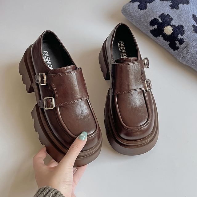Strap Monk Loafers Platform