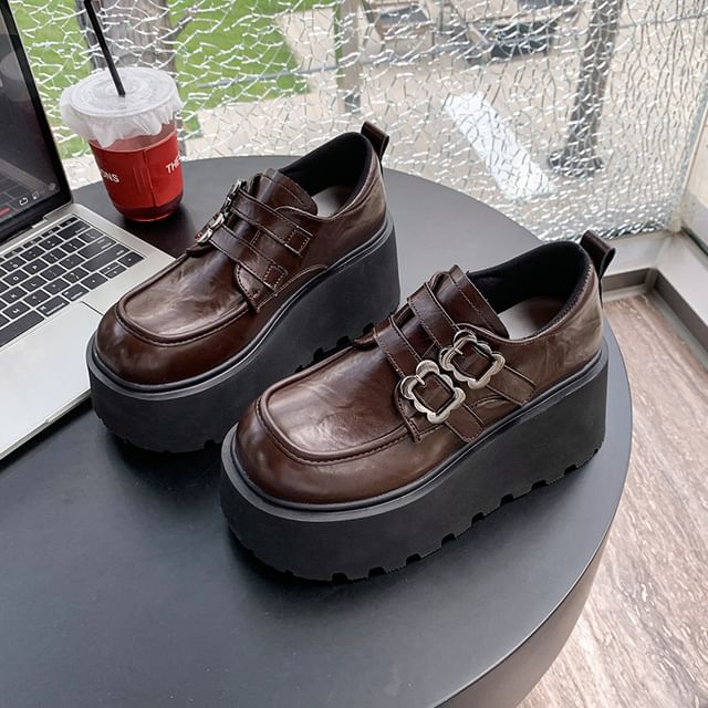 Leather Ankle Faux Shoes Buckled