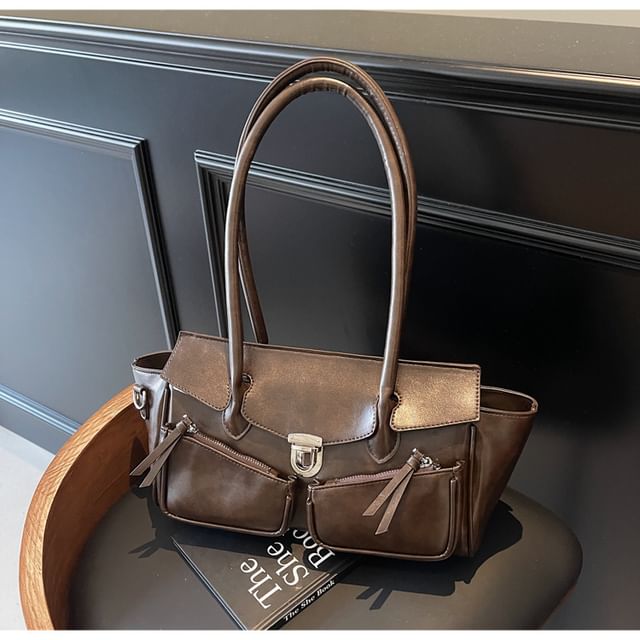 Leather Faux Bag Multi-Pocket Tote