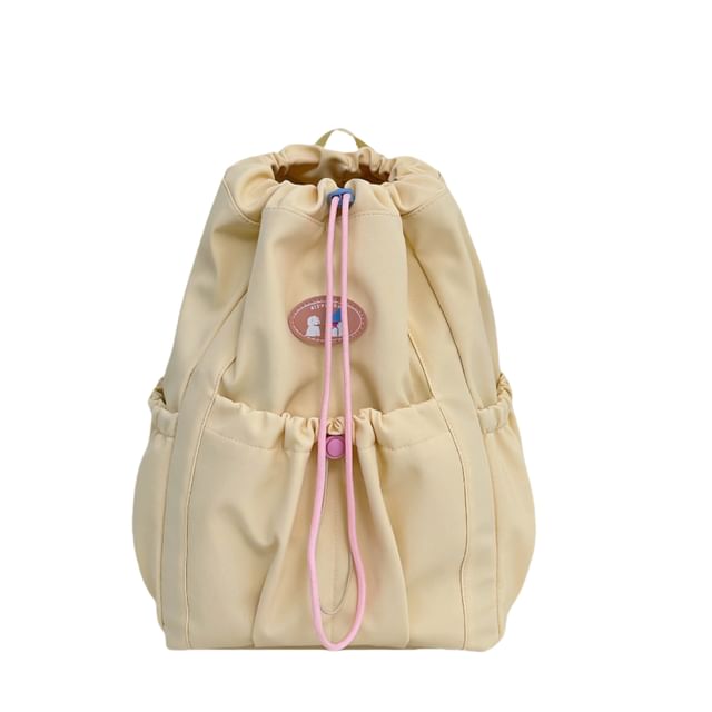 Nylon Applique Drawstring Backpack