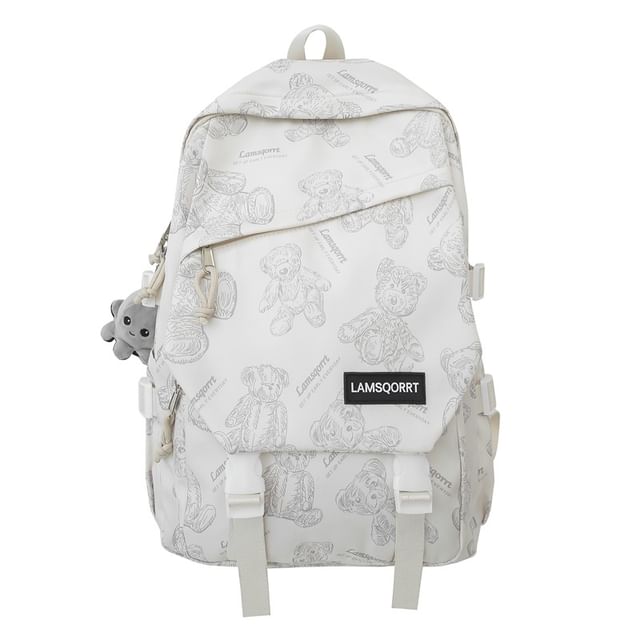 Backpack Print Buckled Nylon Bear