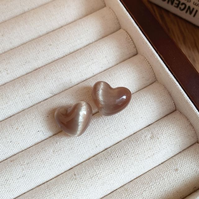 / Bead Heart Alloy Stud Earring