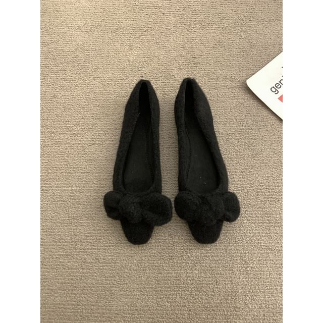 Wool Toe Square Bow Flats