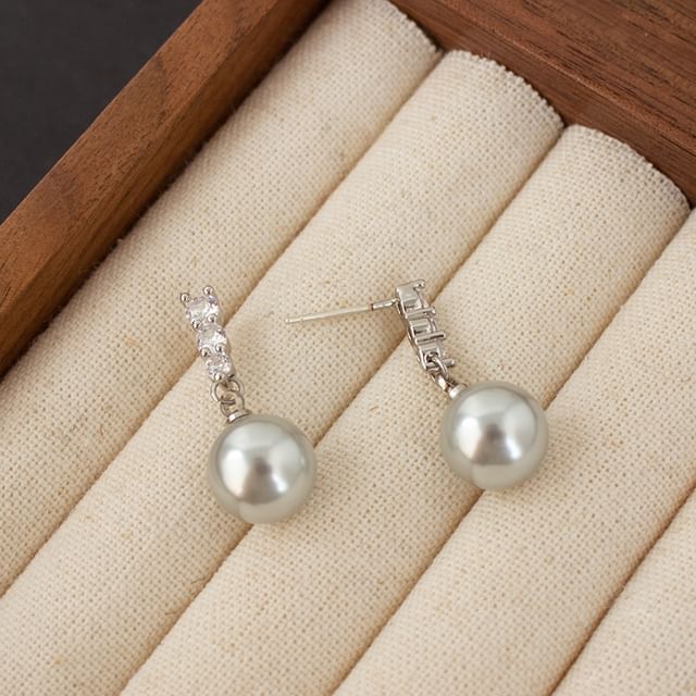 Faux Alloy Earring Dangle Pearl Rhinestone