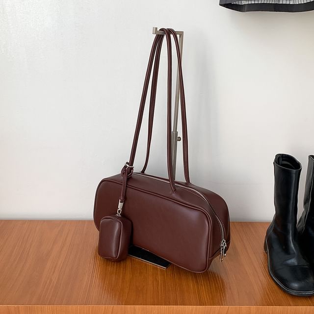 Shoulder Bag + Faux Purse Coin Set: Leather