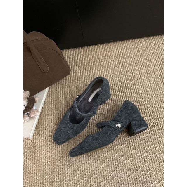 Mary Heel Pumps Toe Block Square Jane