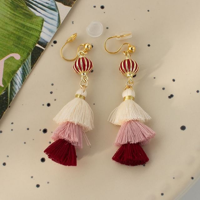 / Tassel Drop Clip-On Earring