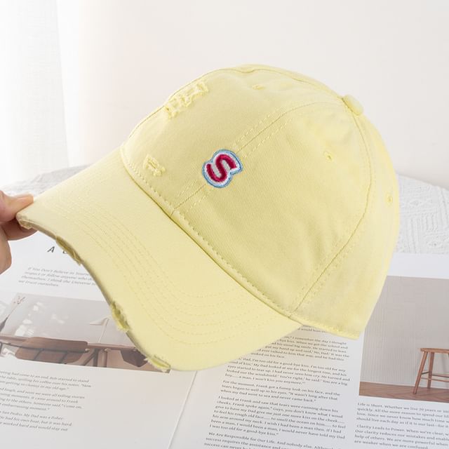 Letter Distressed Baseball Cap Embroidered