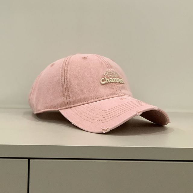 Letter Distressed Cap Embroidered Washed