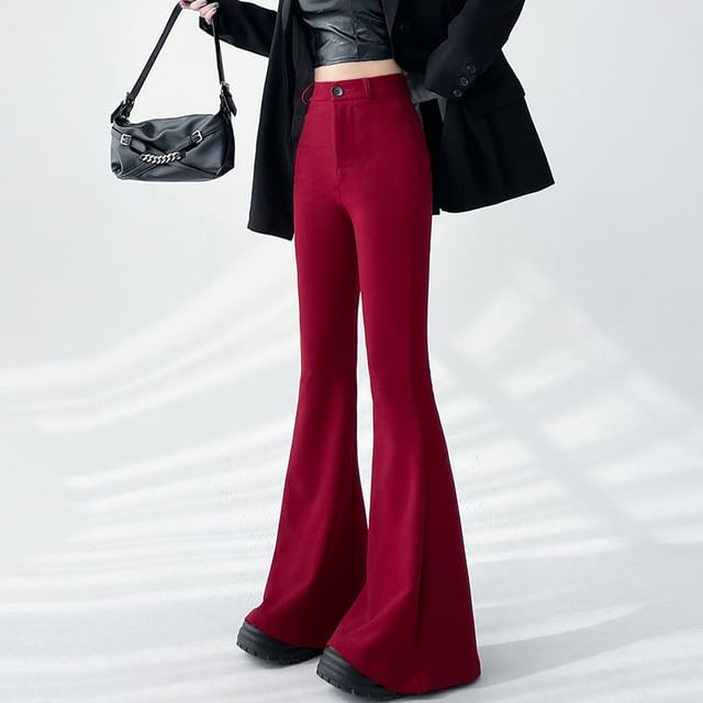 High Pants Waist Designs) Dress Flared (Various Plain