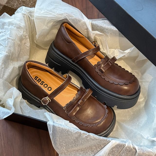 Platform Jane Mary Shoes Bow