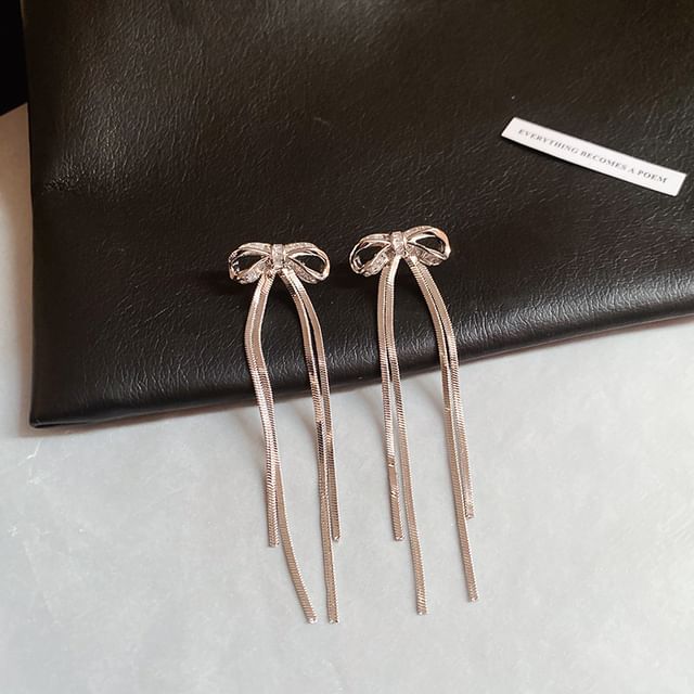 Bow Earring Drop CZ