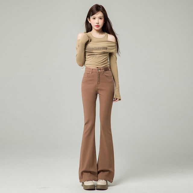 Bootcut Washed Jeans Waist High Designs) (Various