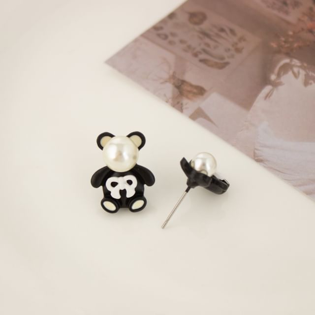 Clip Faux Earring / Bear Pearl Stud On