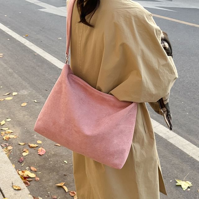 Plain Tote Suede Bag Faux