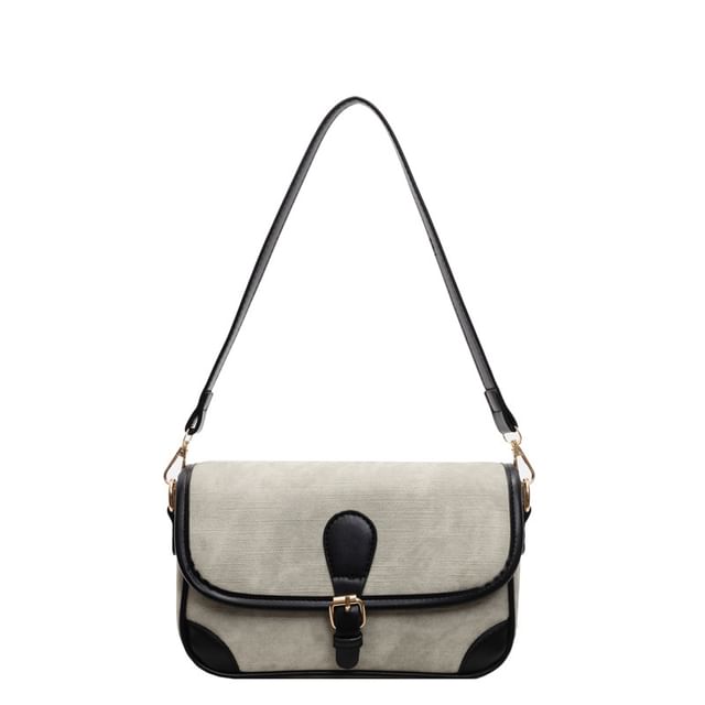 Contrast Faux Piping Crossbody Bag Leather