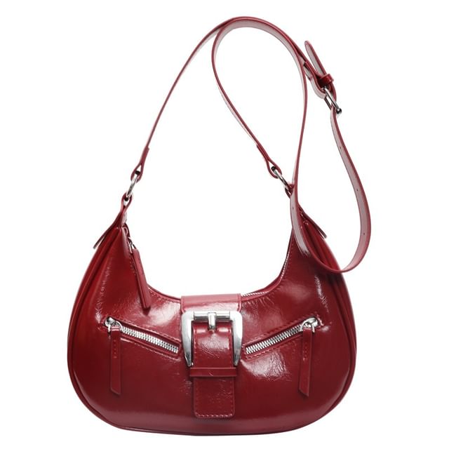 Bucked Faux Shoulder Bag Leather