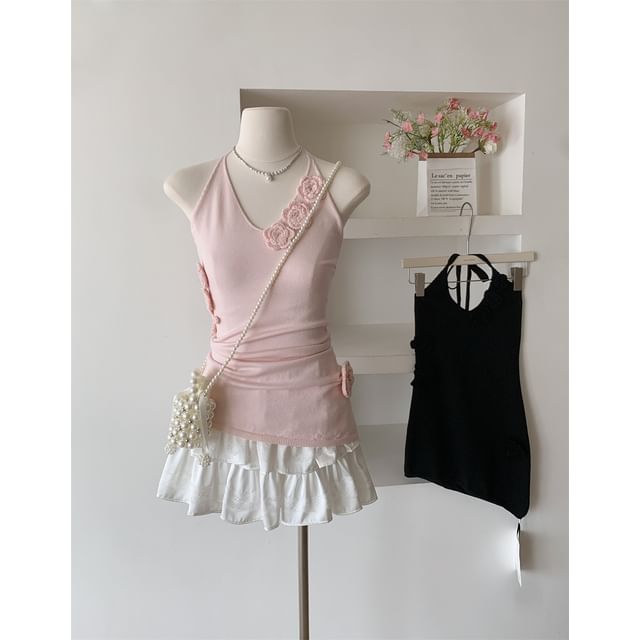 Top Plain Crochet Floral Halter