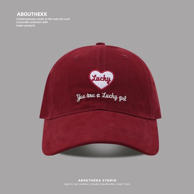 Cap Lettering Heart Baseball Embroidered
