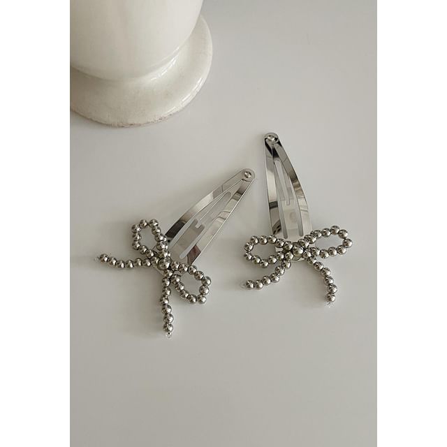 Beaded Set Hair Alloy Clip Bow