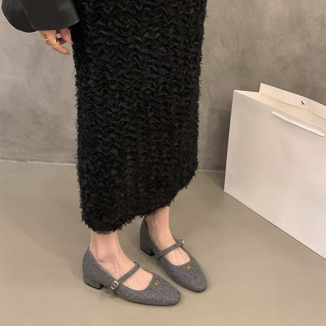 Pumps Mary Flower Accent Chunky Heel Jane