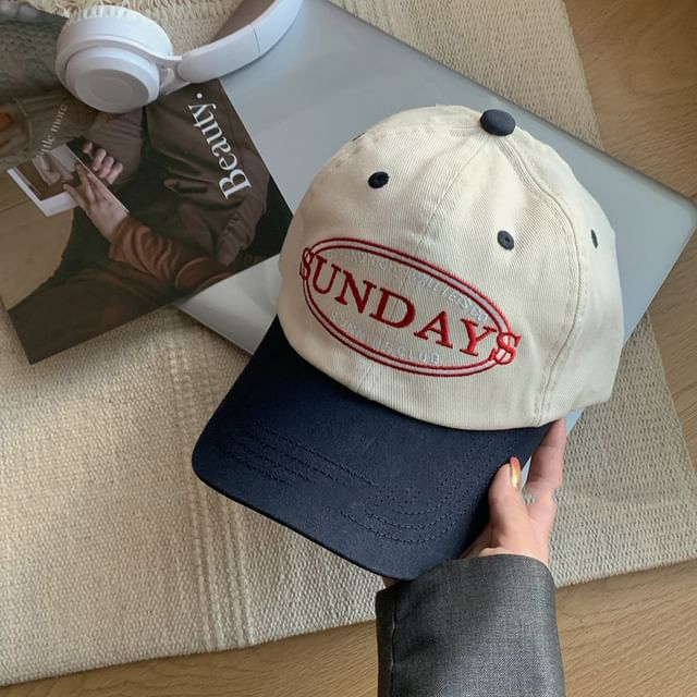 Lettering Cap Tone Baseball Embroidered Two