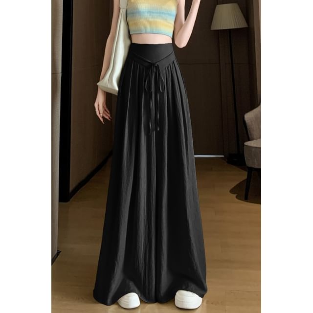 Plain Inverted High Pleated Pants Waist Leg (Various Wide Designs)