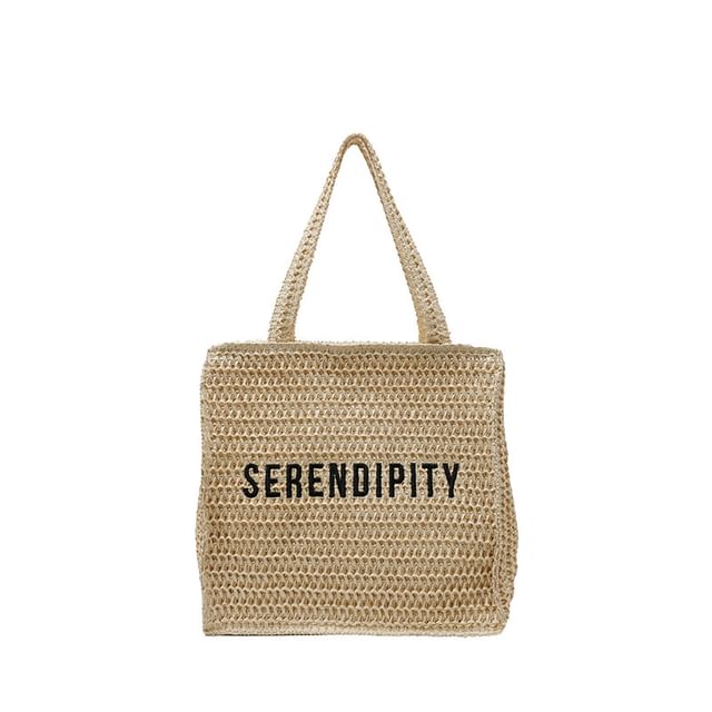 Lettering Woven Bag Tote