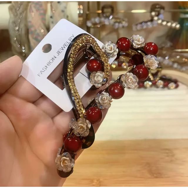 Bead Rhinestone Claw Heart Hair