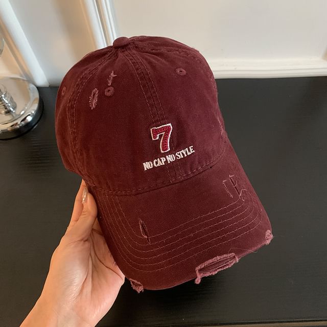 Cap Distressed Embroidered Lettering Baseball