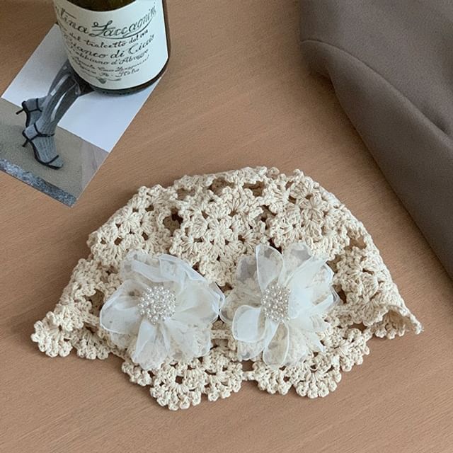 Knit Hat Floral Bonnet