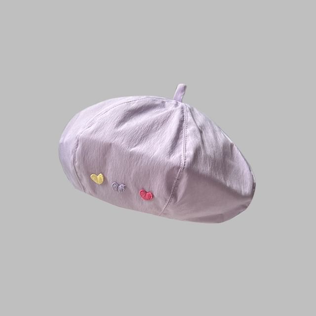 Embroidered Hat Heart Beret