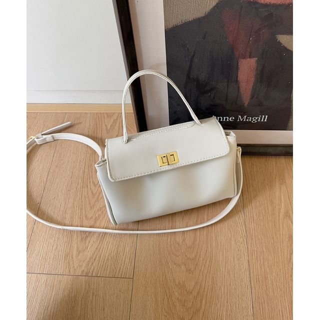 Leather Twist Crossbody Lock Faux Bag