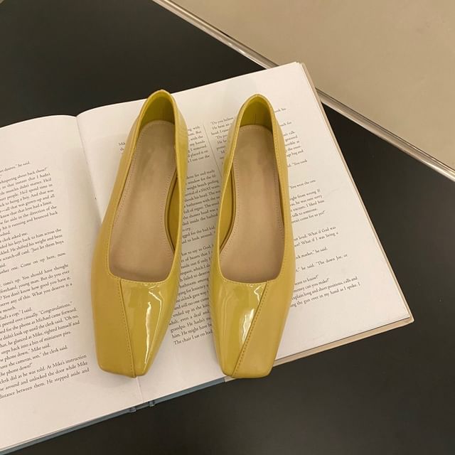 Toe Flats Faux Square Leather