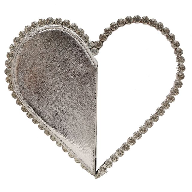 Rhinestone Heart Hand Velvet Bag