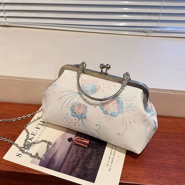 Lock Kiss Floral Embroidered Crossbody Bag