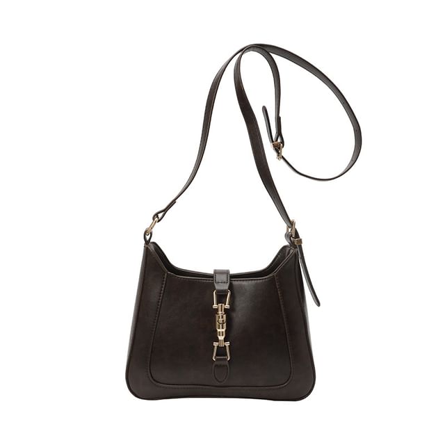 Leather Faux Buckled Crossbody Bag