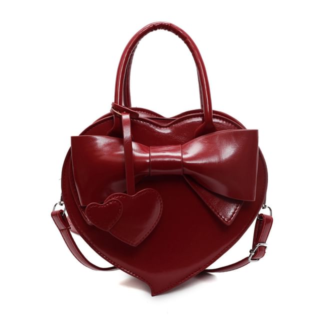 Shaped Faux Set: + Charm Leather Bag Heart Crossbody